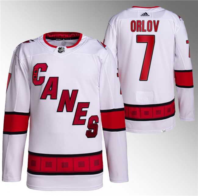 Mens Carolina Hurricanes #7 Dmitry Orlov White Stitched Jersey->carolina hurricanes->NHL Jersey